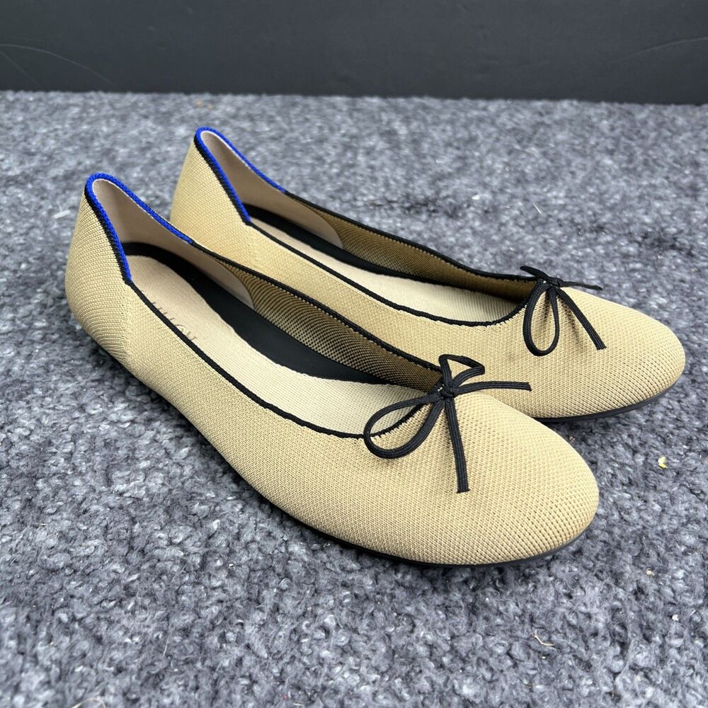 Rothy's The Ballet Flat Beige Women's Size 11.5 Bow Round Toe NWOB